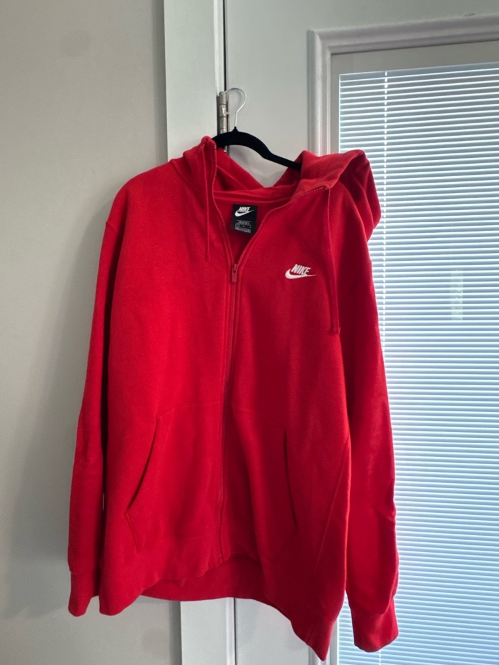 Nike Red Full-Zip Hoodie with White Swoosh